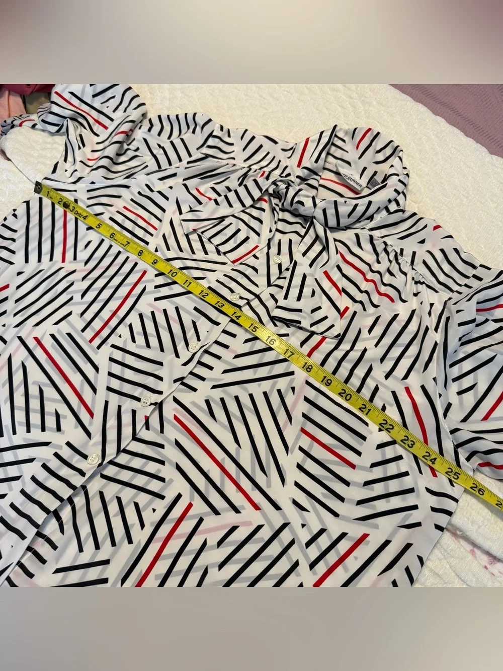 Vintage 80s Alfred Dunner Secretary Blouse Top Women’s Sz 22W Neck Bow Abstract